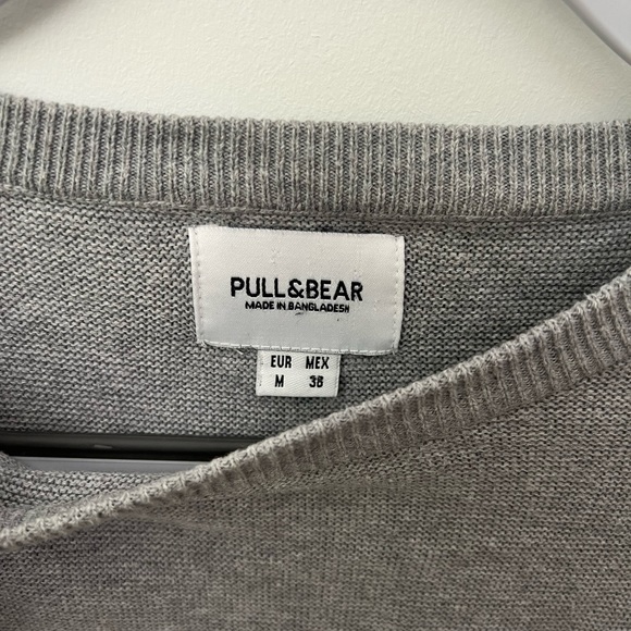 Pull & Bear Medium Gray Knit Crewneck Sweater - Picture 3 of 6